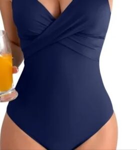 NWT Upopby Blue One Piece Athletic Swim Suit   Size L